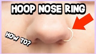 HOW TO PUT IN A HOOP NOSE RING  HELPFUL TRICK [upl. by Cale337]