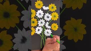 Quick floral art  White and yellow daisy floral quickdrawing art [upl. by Aniat]