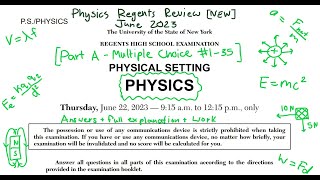 NEW 2023 Physics Regents Review Part A 135 [upl. by Locke]