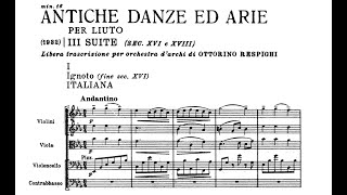 O Respighi  Ancient Airs and Dances Suite No 3 SCORE VIDEO [upl. by Ayram]