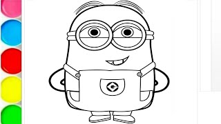 Minion drawing colouring and painting for kids minions movie minion rush cartoon minions the rise [upl. by Doble]