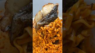 carbo buldak ramen with grilled spanish mackerel asmr koreanfood [upl. by Erdried]