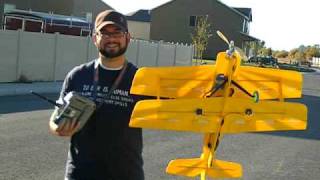 Scratch Built Zactly RC Foamy Biplane  1st Maiden landing [upl. by Hugibert]