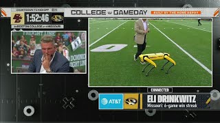 Pat McAfee cant stay focused with Mizzous robotic dog lurking about 😂  College GameDay [upl. by Rasmussen925]