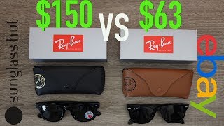 How to Spot Fake Ray Ban Wayfarer  Sunglass Hut vs eBay [upl. by Gladi]