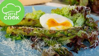 REZEPT Gegrillter Spargel mit pochiertem Ei  Grüner Spargel [upl. by Eahsel]