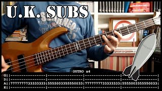 UK SUBS  Warhead BASS cover with TABS amp lyrics [upl. by Olenka540]