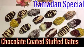 Stuffed dates  Chocolate Covered Stuffed Dates  Ramadan Recipes [upl. by Arolf]