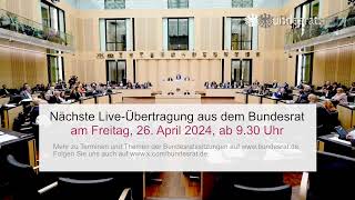 Livestream der 1042 Sitzung des Bundesrates [upl. by Poucher]