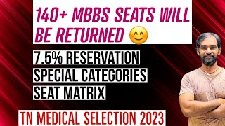 Seat Matrix 2023 75 Reservation  TN Medical Selection 2023 [upl. by Seen]