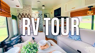 RV Makeover Tour Final Reveal 🔵 Remodeled Class C on a budget [upl. by Niasuh]