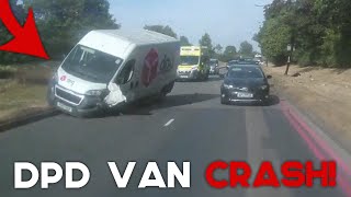 UNBELIEVABLE UK DPD DRIVERS DASH CAMERAS  DPD Van Stuck in Water DPD Driver Head On Fail 3 [upl. by Hippel]