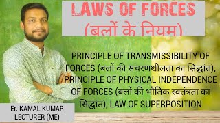 PRINCIPLE OF TRANSMISSIBILITY AND PHYSICAL INDEPENDENCE OF FORCES LAW OF SUPERPOSITION IN HINDI [upl. by Eceeryt778]