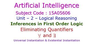 Inference in First Order Logic FOLEliminating QuantifiersUniversal amp Existential Instantiation [upl. by Gatian]