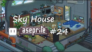 Sky House  Aseprite Pixelart Speed Paint 024 [upl. by Daph]