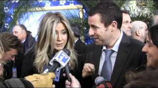 Jennifer Aniston Adam Sandler in awe of Brad Blanks  Just Go With It Premiere NYC [upl. by Eonak]