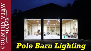 Very Bright Pole Barn Lighting and Concrete Apron in Front Cost of pole barn build so far [upl. by Laurella]