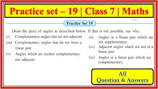 Practice Set 19 class 7th Maths  Angles and Pairs of Angles std 7 Maharashtra state board class7 [upl. by Xenos372]