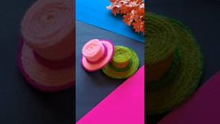 DIY Hat Making👒style diyhat mini hat making with woolshorts artandcraft miniature [upl. by Goldin]