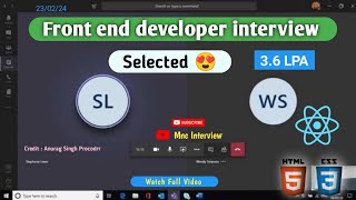 Fresher  Front end developer interview 2024  web developer interview  Reactjs developer interview [upl. by Inessa]