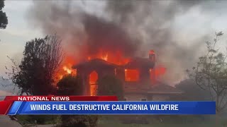 Winds fuel destructive California wildfire [upl. by Onibla]