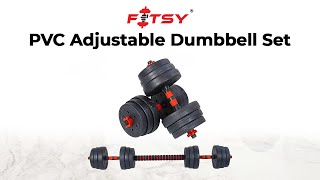 FITSY PVC Adjustable Dumbbell Set with Extension Barbell Rod  20 kg [upl. by Llennaj]