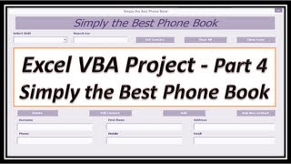 Excel VBA  Phone Book  Contact Manager  Phone List  Excel 2010  Part 4 [upl. by Misha]