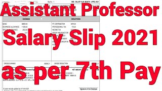 ORIGINAL SALARY SLIP APRIL 2021 I ASSISTANT PROFESSOR SALARY SLIP AS PER UGC 7th Pay Scale I SALARY [upl. by Tiduj]