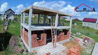 Construirea casei cu structura pe cadre si zidarie ceramica Brickston Timelapse [upl. by Minor]