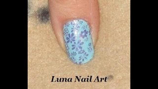 Stamping fleurs violette  Ongles courts [upl. by Acinad]