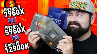 ¿Cual da MÁS por tu DINERO Ryzen 7950x VS Ryzen 5950x VS Core i9 12900K  DrogaDigital [upl. by Ainek]