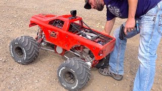 MAN and his GIANT MEGA TRUCK GAS POWER 49cc Engine  80lb RAMINATOR  RC ADVENTURES [upl. by Piegari877]