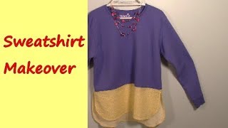 Sweatshirt Makeover No 1  adding a shirt tail [upl. by Adnilemreh]