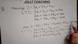 LPPSimplex Method With Mixed or Three Constraints in Hindi By JOLLY Coaching [upl. by Callie]