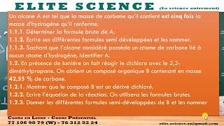 1ESCHIMIE Correction exercice de synthèse sur les alcanes formule brute chloration dun alcane [upl. by Ibbie267]