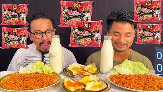 SPICY NOODLES CHALLENGE 🥵  SPICY NOODLES MUKBANG  SERAM BROTHERS EATING CHALLENGE [upl. by Sofia]