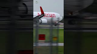 Boeing 7673Z9ER Austrian Airlines Full Power Takeoff Heavy Rain shorts [upl. by Yert]