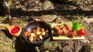 Шашлык картошка на костре  Shashlik with potatoes on a fire [upl. by Eicak]