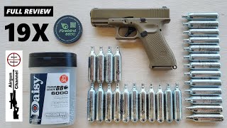 GLOCK 19X PERFECTION in177 BlowBack Co2 Review  Glock 19X BB Pistol Review [upl. by Fidellia]