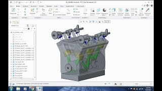 CREO MECHANISM  V6 ENGINE ANIMATION USING SERVO MOTOR [upl. by Jenks]