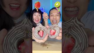 Strawberry chocolate challenge ASMR 🥵rainbow chocolate asmr mukbang [upl. by Kcirre632]