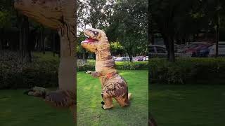 walkable inflatable brown t rex dinosaur blow up costume [upl. by Herrmann]