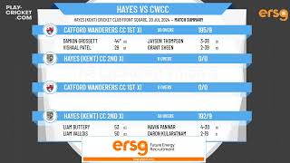 Hayes Kent CC 2nd XI v Catford Wanderers CC 1st XI [upl. by Ymeon]