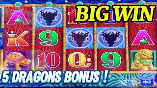 5 Dragons Slot Machine BONUS 🦜BIG WIN 🦜2 Back To Back bonuses 😳 [upl. by Redle]