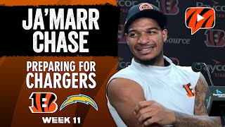 Bengals WR JaMarr Chase on NFL Leading Numbers MustWin vs Chargers and Joe Burrows FBomb [upl. by Cowey]