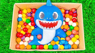 Satisfying Video  Rainbow Gum Balls Mixing in Box with Candy Lollipop amp Grid Slime Cutting ASMR [upl. by Htessil351]