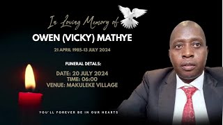 FUNERAL SERVICE OF OWEN VICKY MATHYE [upl. by Amerd]