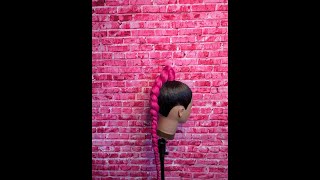 Braided Ponytail with Pink Braiding Hair on Mannequin no talking [upl. by Irtak]