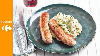 Saucisse grillée avec purée de pommes de terre courgettes et fromage frais [upl. by Galliett460]