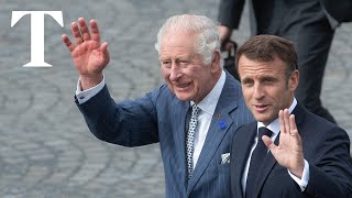 Charles and Camilla welcomed on first state visit to France [upl. by Eneleahs]